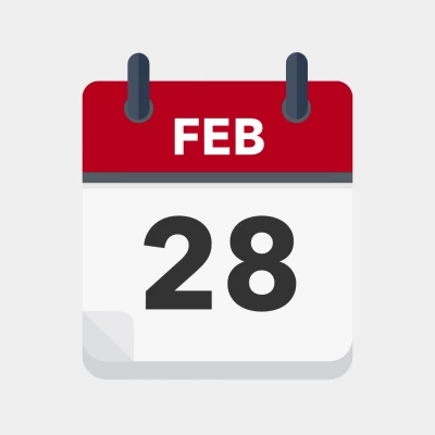 Calendar icon showing 28th February