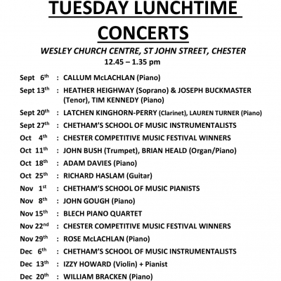 Wesley Lunchtime Concerts Autumn 2022