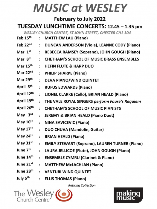 Wesley Lunchtime Concerts Spring 2022-1